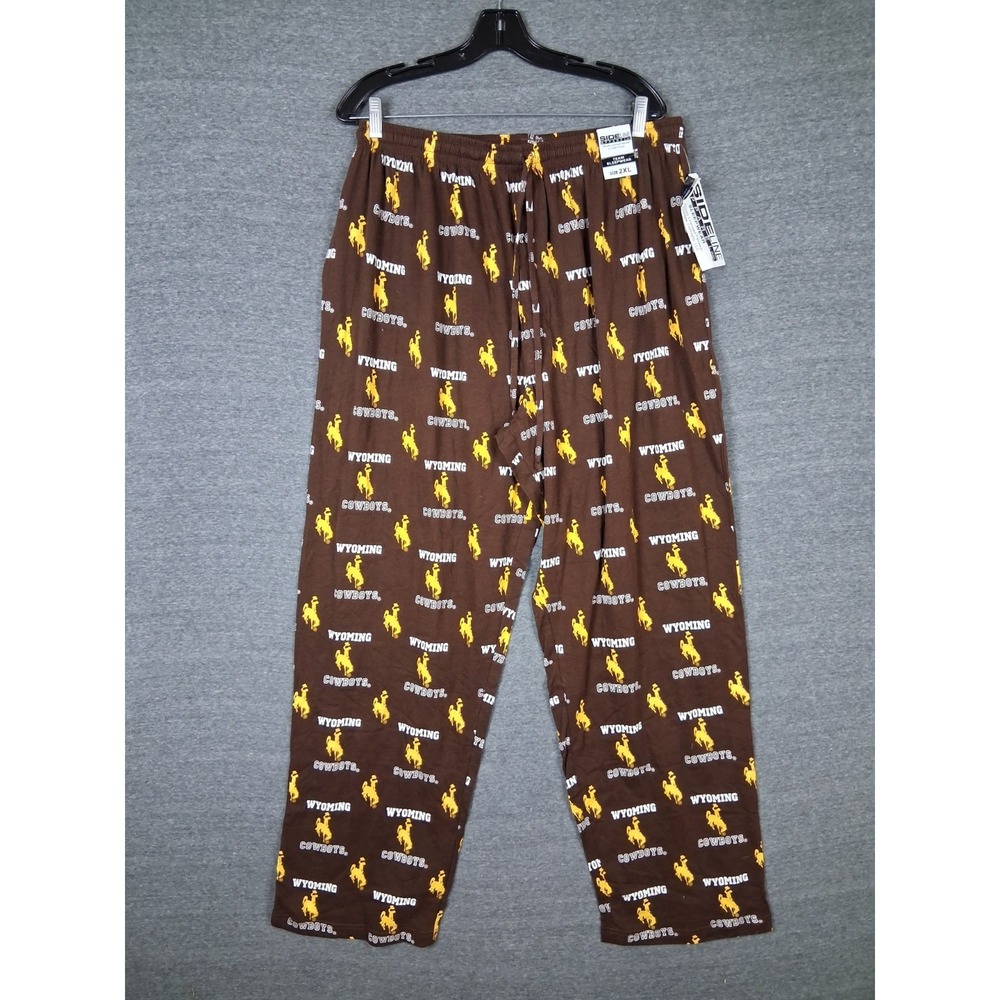 Wyoming Cowboys Pants Mens 2XL Brown Yellow Flannel Pajama Leisure AOP College